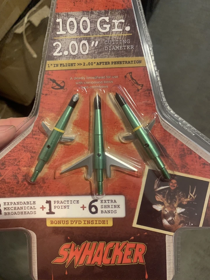 1 pack 2.0" Cut Swhacker 100 Grain Expandable Broadheads 2 Blade FREE SHIPPING