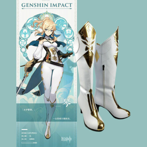 Genshin Impact JEAN Cosplay Anime Schuhe Stiefel Boots PU Handarbeit Aus PU - Picture 1 of 4