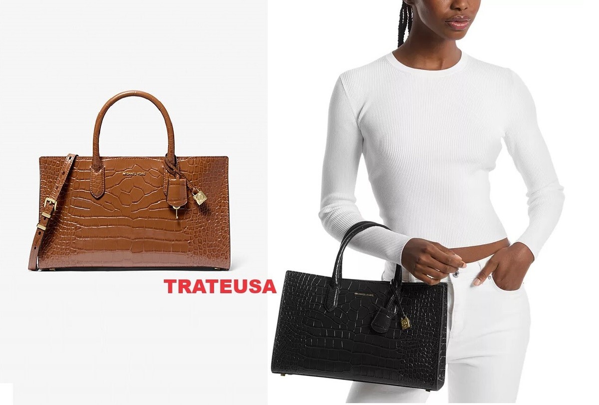 【関税&送料込】Michael By Michael Kors Crocodile Print Leat NWT Michael Kors Scarlett Medium Crocodile Embossed Patent