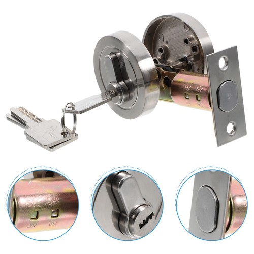 Circular Door Lock Deadlock Deadbolt Single Sided Office Travel Cylinder Room - 第 9/12 張圖片