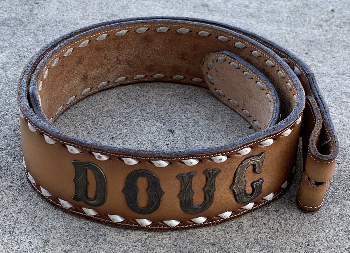 vintage Tony Lama made in USA hand tooled leather belt DOUG