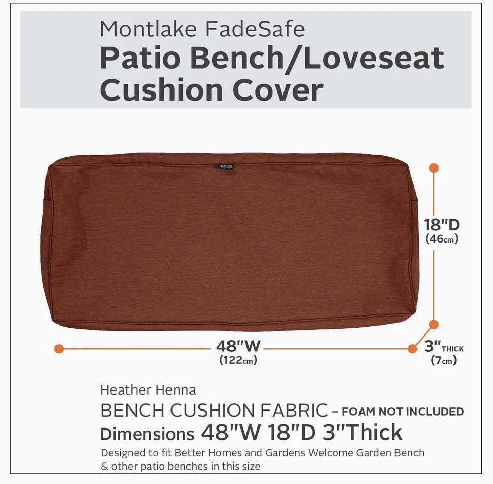 Accesorios Clásicos Montlake 48”x18”x3” Exterior Banco/Settee Cojín Cubierta Deslizante Foto 4 de 4