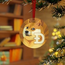 Doge Coin Crypto Metal Holiday Christmas Tree Ornament