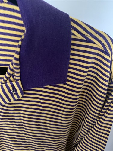 Peter Millar Shirt Mens XL Purple & Yellow Striped (Minnesota Vikings)Polo Golf - Picture 3 of 4