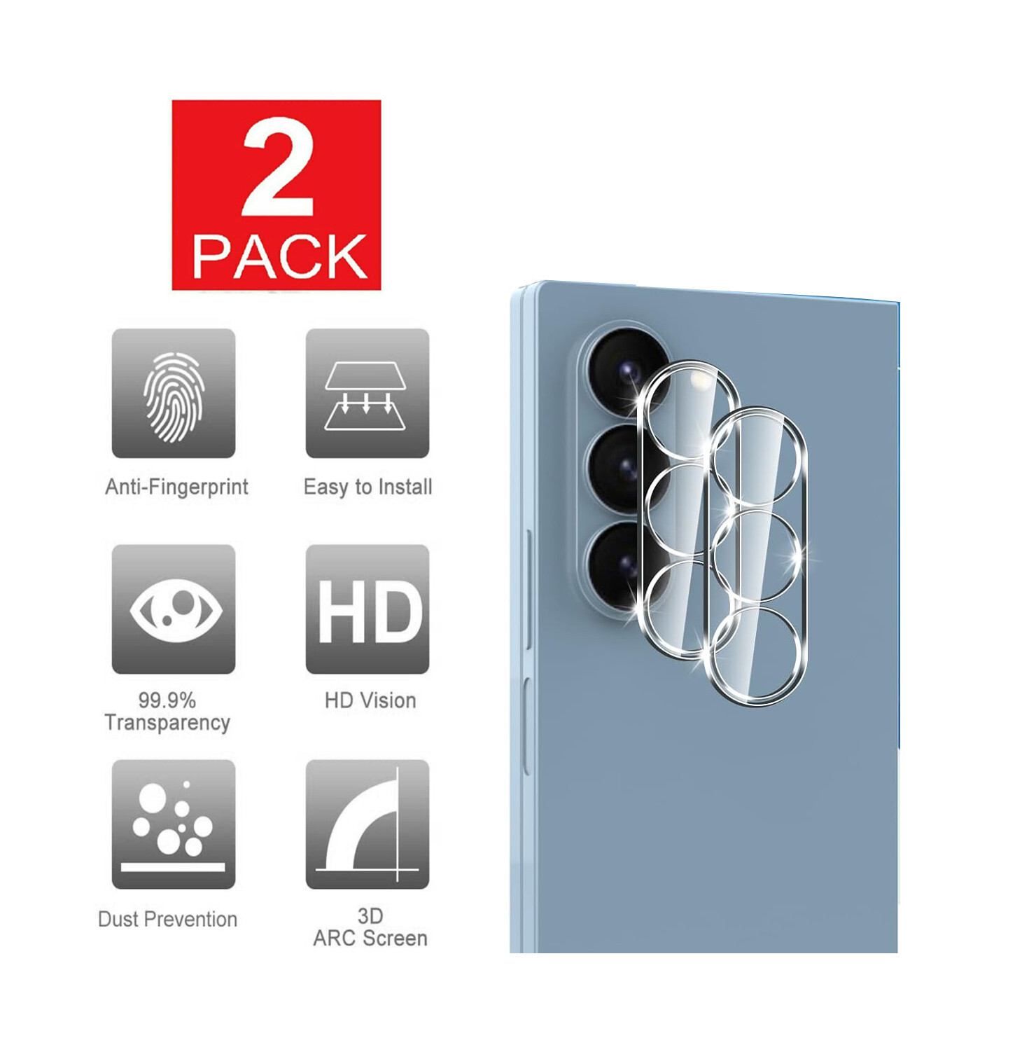 2x Camera Lens Tempered Glass Screen Protector for Samsung Galaxy Z Fold 6 5G-image