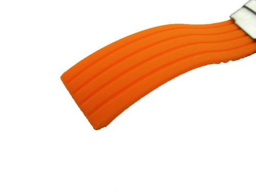 HNS Silicone Soft Rubber Diver Black/Orange SS Watch Replacement Strap/Band - Picture 7 of 24