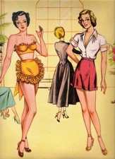 VINTAGE UNCUT 1960s WELL-DRESSED GIRL PAPER DOLL~12 PAGES CLOTHING~#1 TOP REPRO