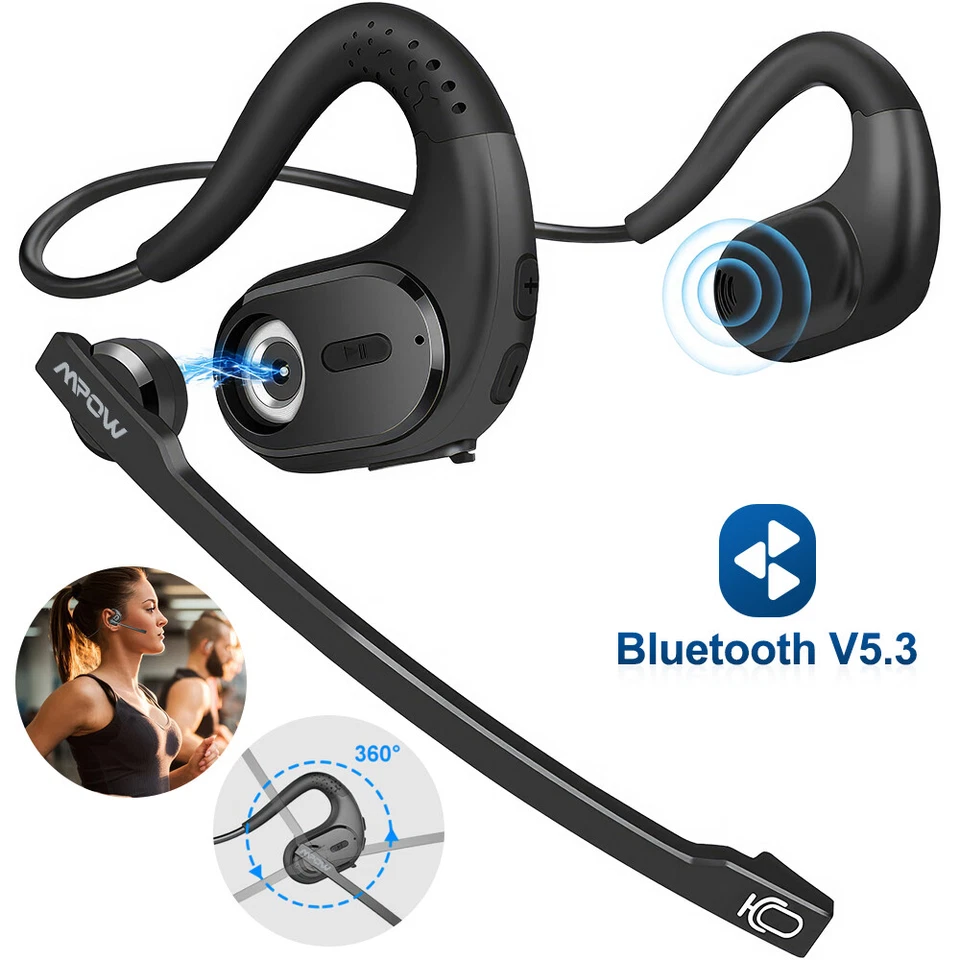 MPOW Bluetooth Headset with Removable Microphone, Noise Cancelling Wireless Headset