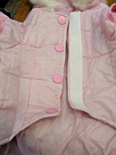 NEW PINK MEDIUM DOG FUR TRIM HOODED COAT/JACKET QUILTED WATER RESISTANT - Picture 4 of 9