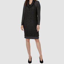 $88 Tribal Women's Black Long Sleeve Funnel Neck Sweater Dress Size Medium