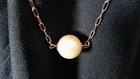 Vintage Caroline Emmons Single Pearl Necklace - Goldtone Link Chain — photo 3