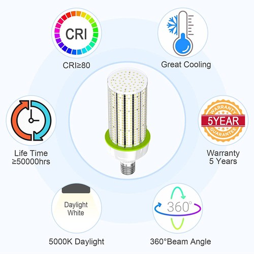 6Pack 400W Eq. 480V LED Light Bulbs 100W 15000LM High Bay Barn Street Corn Light - Picture 9 of 13