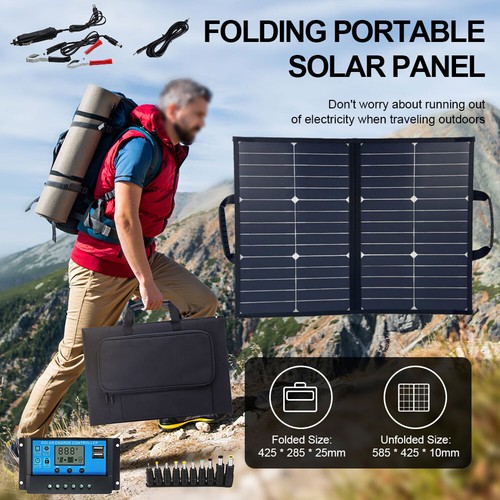 160W 12V Foldable Solar Panel Kit with 100A Controller for Generator/Camper/Boat