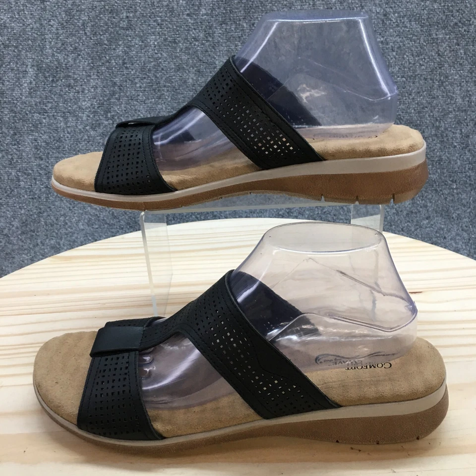 Sandalias Comfort Wave Easy Street para mujer 9,5 M Surry Slides cuero sintético negro Foto 2 de 4