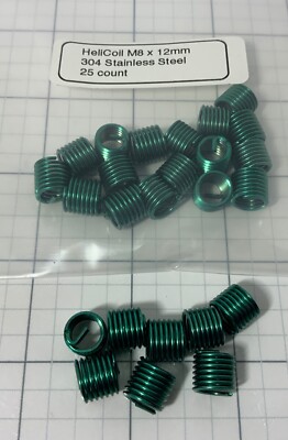 Pack of 25 M8 x 12mm Helicoil Plus, Free Running, 304 Stainless Steel