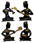 Brass Musician Figurine and Statue Idol Sculptures Set of 4 Lady Musicians
