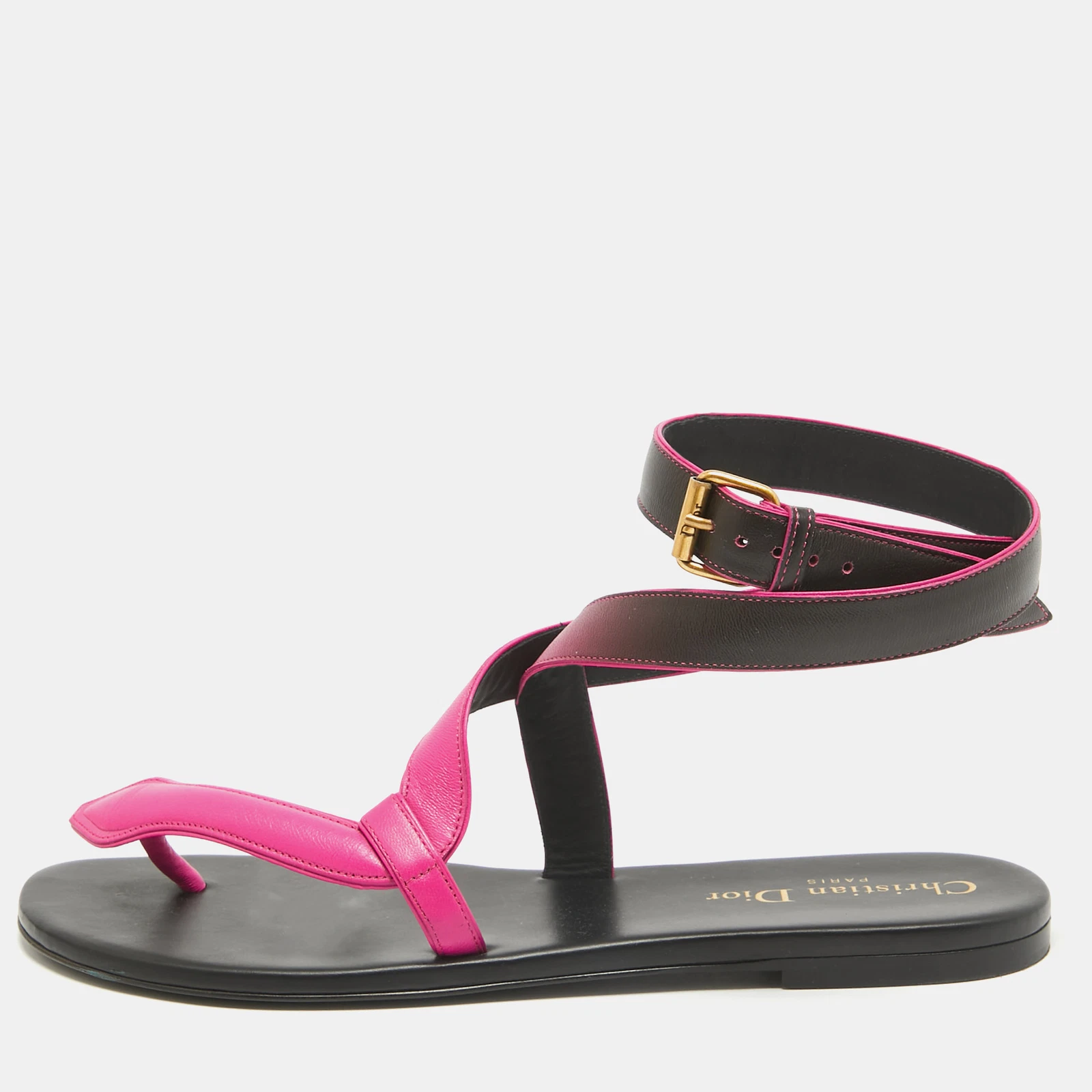 Bottines plates Dior en cuir rose ombre poison D pointure 38,5