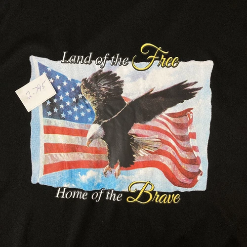 """Land of The Free Home of the Brave"" イーグル アメリカンフラッグ LS tシャツ ブラック 新品" - 画像8/8