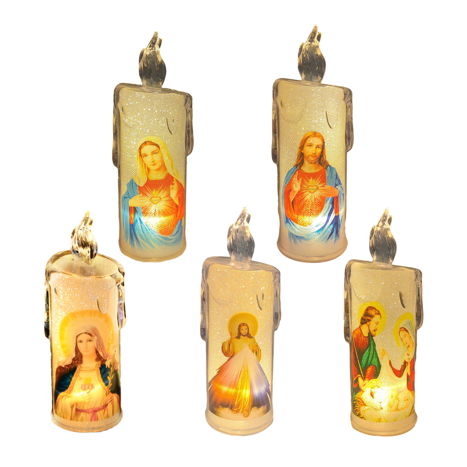 2PCS Fake Candles LED Devotion Prayer Candle Flickering Electric