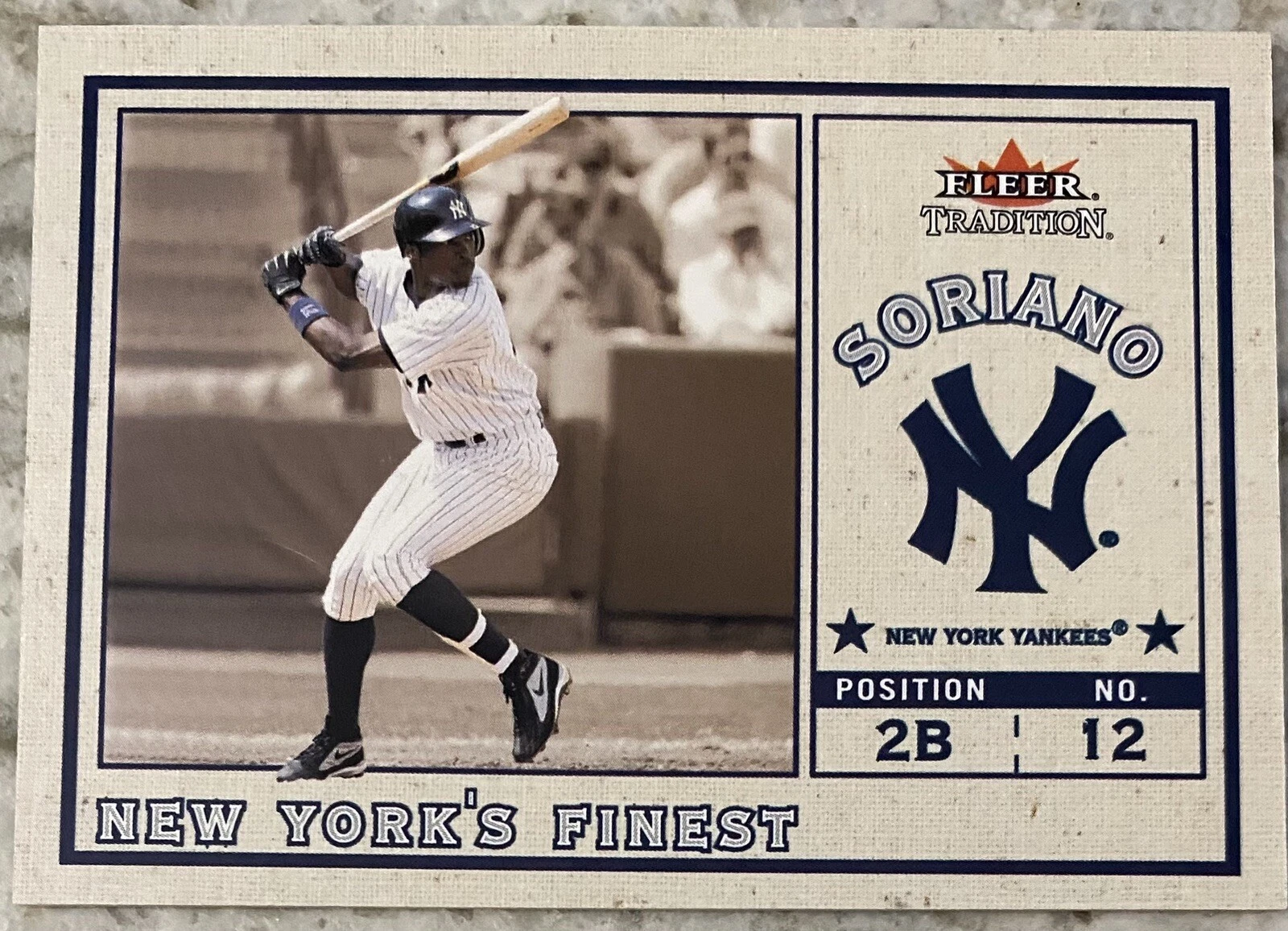 2002 Fleer Traditions New York's Finest Soriano / Edgardo Alfonzo Jersey Swatch