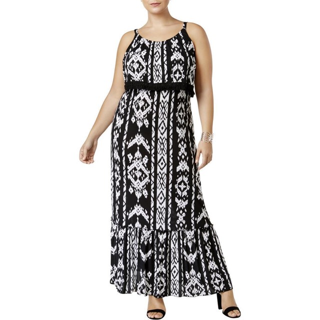 black and white plus size maxi dress