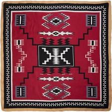 Wyoming Traders Wild Rag Aztec Print Maroon / Black 100% Silk Scarf - 3 Sizes