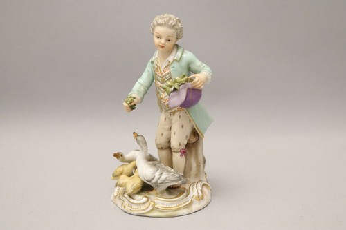 Alte Meissen Figur "Junge füttert Enten" knaufzeit um 1880.1.Wahl (02-0619) - Picture 6 of 12