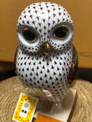 Herend Porzellan Eule Athene Netz Figur 9,8 cm mit Box gebraucht selten - Bild 1 von 6