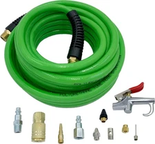 PU Braided Air Hose 1/4" X 25 Ft plus 10 pcs Air Compressor Accessories KIT, 2