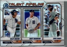 2021 Bowman #TP-DET Zack Short / Riley Greene / Matt Manning Talent Pipeline