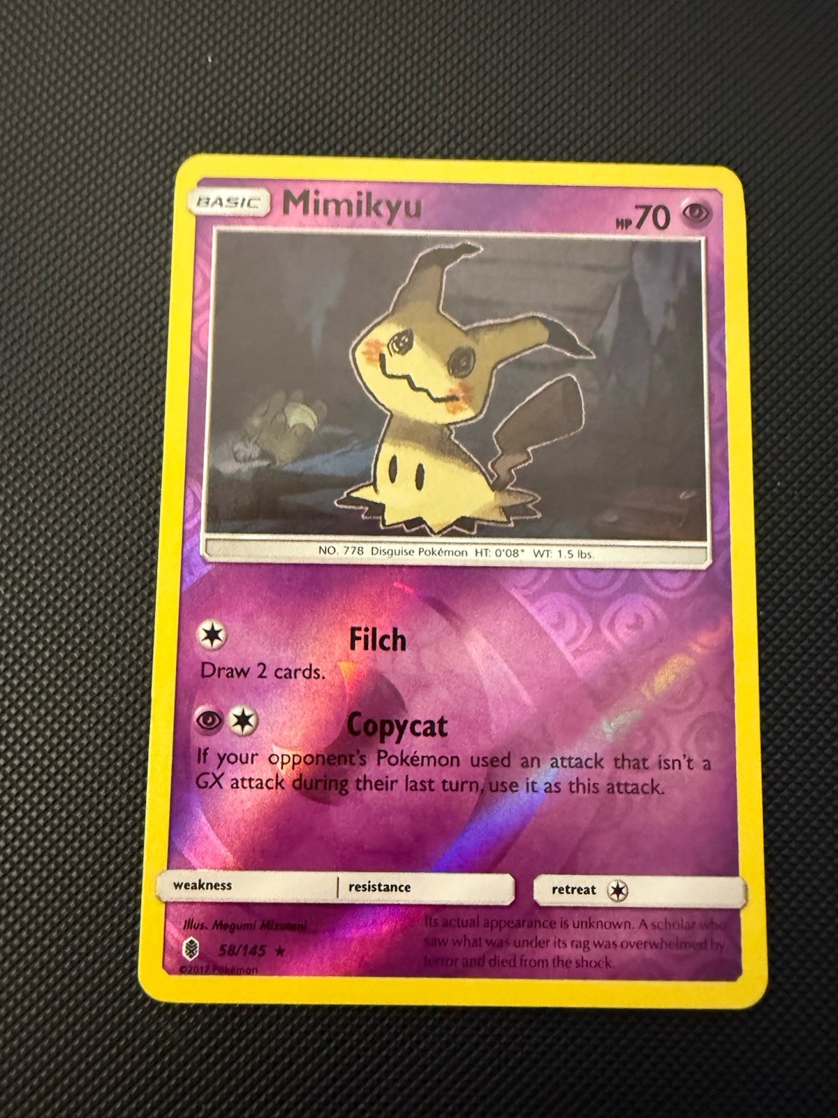 Mimikyu 58/145 Holo Holo Rare Guardians Rising Pokemon Reverse Holo