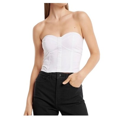 Express White Strapless Corset Tube Top Smocked Back Sweetheart Neck XL