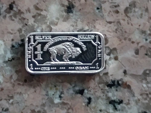 1 Gram Silver Bar Buffalo Bar x 2 (two)  bars total