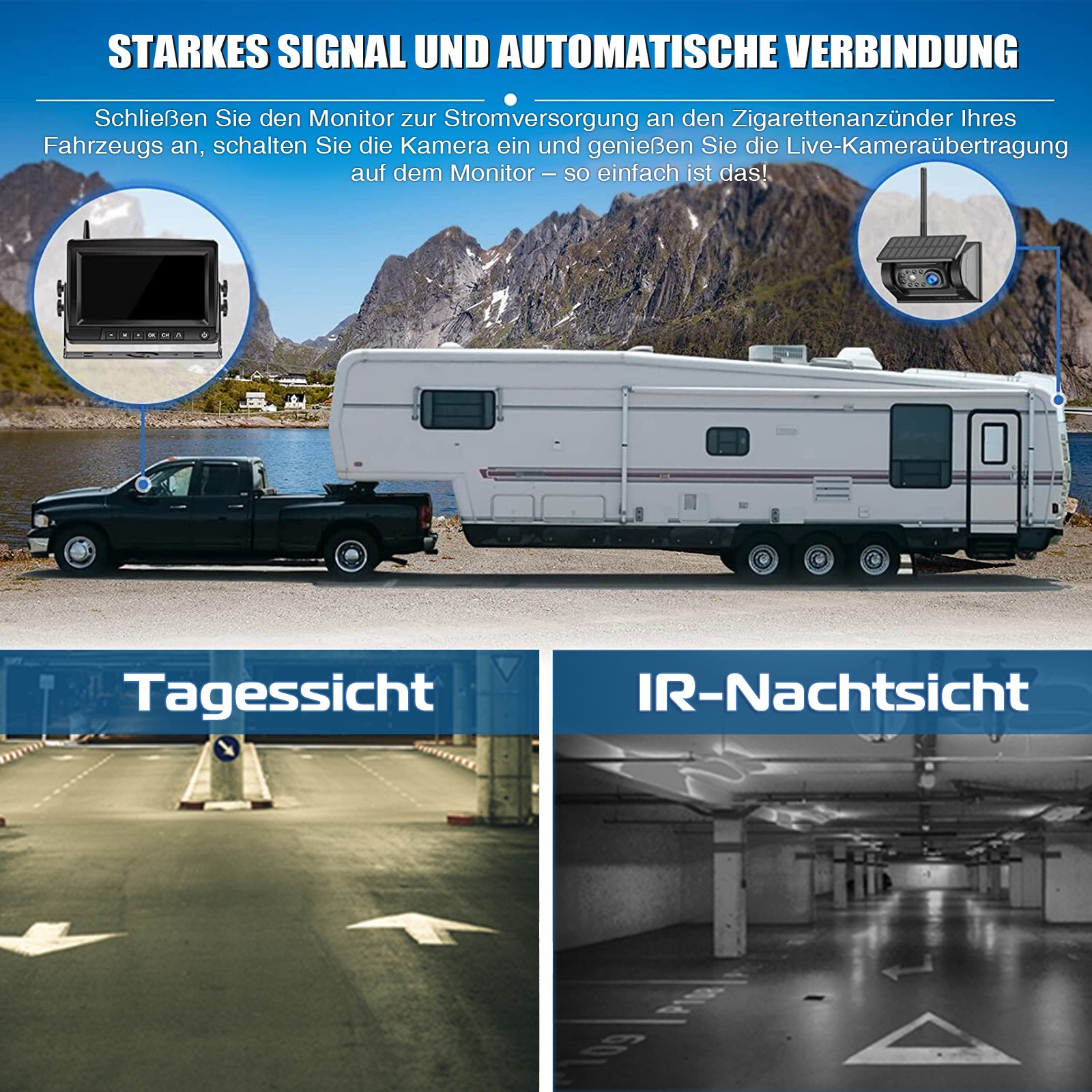Telecamera posteriore solare per camper e camion foto 5