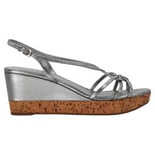 Prada Plateau-Keilsandalen Aus Silbernem Leder Weiblich Silber 40