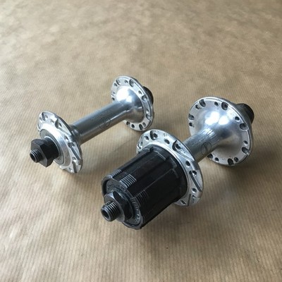 Vintage Shimano 1980/81 Rennrad Vorderrad Hinterrad Naben mit Uniglide Freilauf 32H