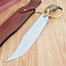 Rough Ryder Fixed Knife 10.5" Satin Finish Stainless Blade Stag Bone Handle