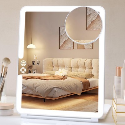 FUNTOUCH 2500mAh Rechargeable Large Travel Makeup 10''L x 7.5''W, White a