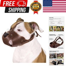 Dog Muzzle Pitbull Amstaff Basket Genuine Leather Staffordshire Terrier Brown