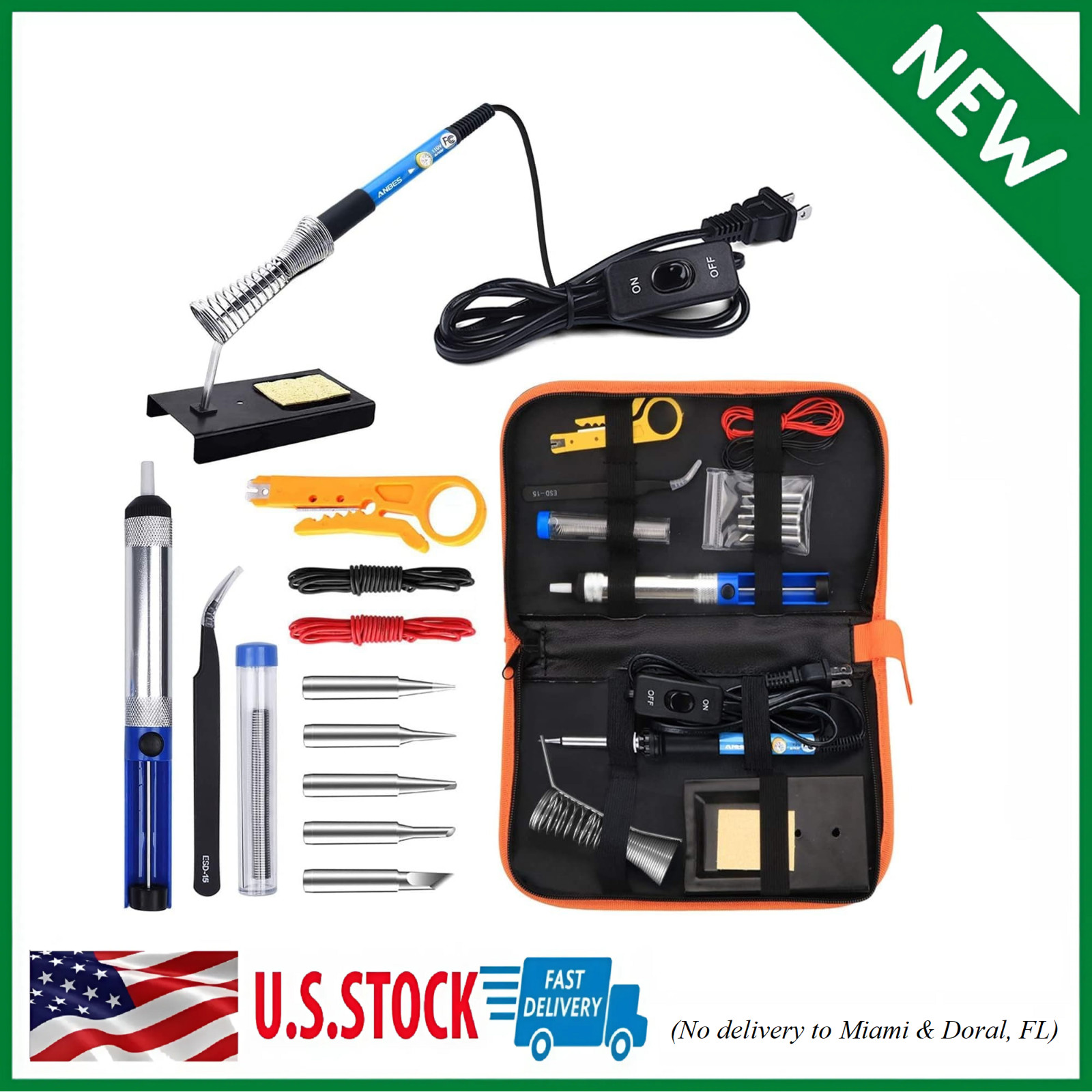 ANBES Soldering Iron Kit Electronics 60W Adjustable Temperature Welding Tool