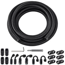 EVIL ENERGY 8AN PTFE Fuel Line Kit E85 Nylon Braided Fuel Hose kit 20FT Black