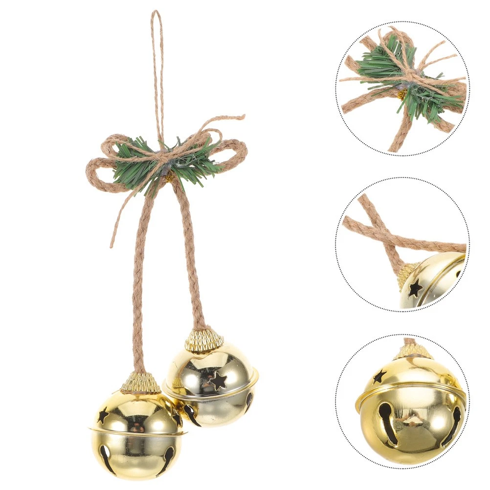 Set di 6 campanelle natalizie in metallo per albero di Natale, decorazioni da appendere all'albero di Natale, set vintage per feste di Natale