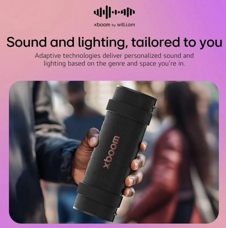 Altavoz portátil Bluetooth LG xboom Grab IP67 militar estándar 20 horas de juego Foto 3 de 4