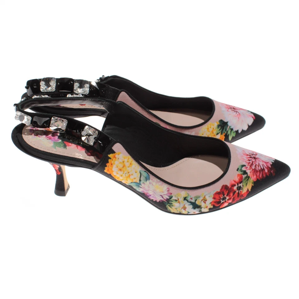 Dolce&Gabbana 露跟高跟鞋带珠宝尺寸 40(美国 10)粉色/多色花卉 — 第 3/4 张图片