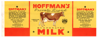 Original HOFFMAN'S evaporated milk can label Hoffman's Altoona PA Rieck-McJunkin