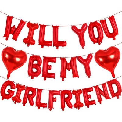 16 Inch Red 'WILL YOU BE MY GIRLFRIEND' Balloons, Foil Proposal Confession Ba...