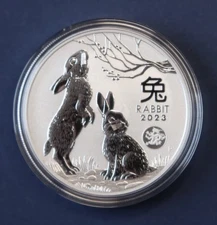 2023 P  YEAR OF THE RABBIT With DRAGON PRIVY 1 oz. Silver BU-Free Ship
