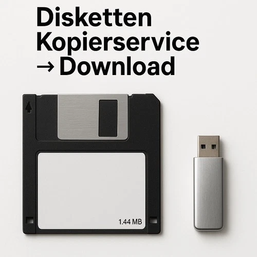 💾 Kopierservice 3,5" Disketten (1,44 MB) → Download-Link (USB Stick optional)
