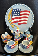 Set da tè americano vintage in miniatura 10 pezzi/bandiera americana Lg in scatola #61