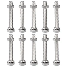 M8 x 55mm Hex Head Screws Bolts, Nuts, Flat & Lock Washers Kits 10 Sets